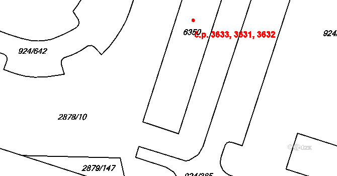 Hodonín 3631,3632,3633 na parcele st. 6350 v KÚ Hodonín, Katastrální mapa