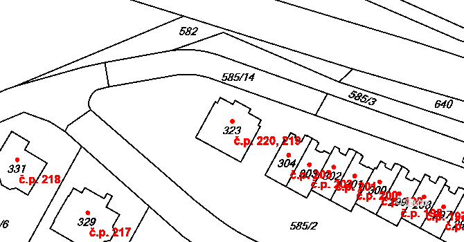 Nížkov 219,220 na parcele st. 323 v KÚ Nížkov, Katastrální mapa