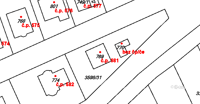 Březolupy 581 na parcele st. 769 v KÚ Březolupy, Katastrální mapa