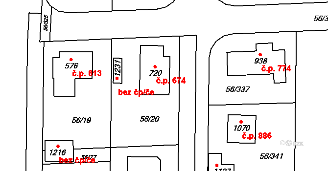 Hovorčovice 674 na parcele st. 720 v KÚ Hovorčovice, Katastrální mapa