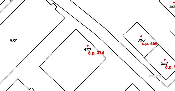 Poruba 374, Orlová na parcele st. 579 v KÚ Poruba u Orlové, Katastrální mapa