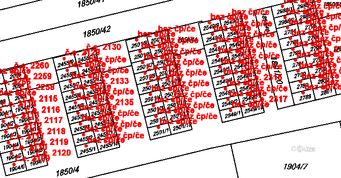 Otrokovice 2141 na parcele st. 2501/15 v KÚ Otrokovice, Katastrální mapa