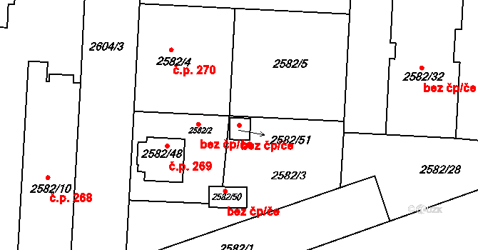 Příbram 38789167 na parcele st. 2582/51 v KÚ Příbram, Katastrální mapa