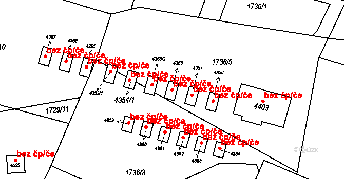 Rožnov pod Radhoštěm 41247167 na parcele st. 4356 v KÚ Rožnov pod Radhoštěm, Katastrální mapa
