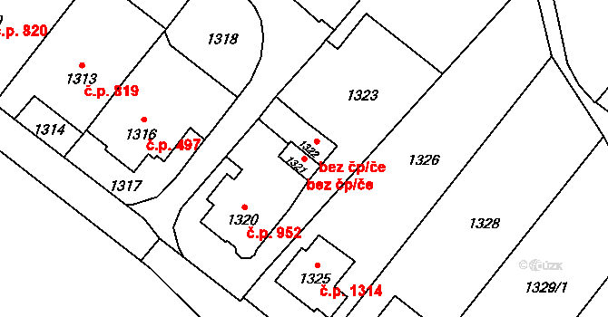 Vsetín 41768167 na parcele st. 1321 v KÚ Vsetín, Katastrální mapa