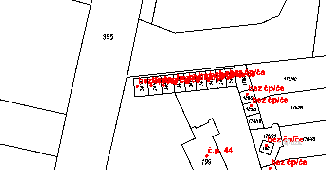 Dvory 43620167 na parcele st. 241/3 v KÚ Dvory u Nymburka, Katastrální mapa
