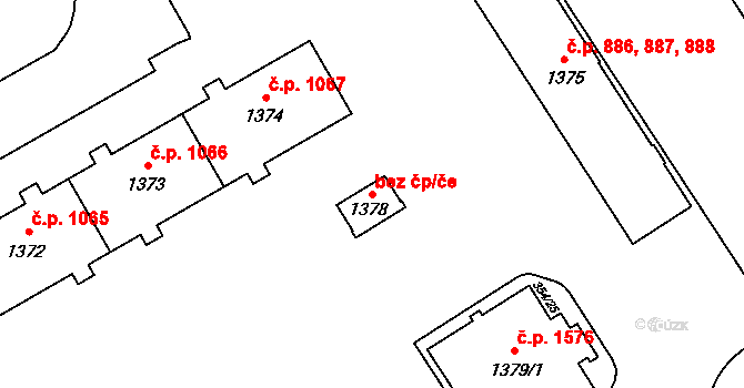 Ostrava 43921167 na parcele st. 1378 v KÚ Hrabůvka, Katastrální mapa