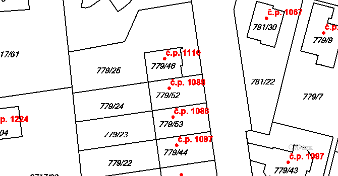 Kylešovice 1088, Opava na parcele st. 779/52 v KÚ Kylešovice, Katastrální mapa