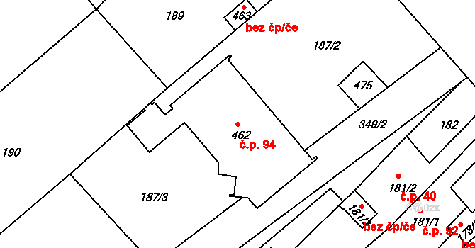Skrochovice 94, Brumovice na parcele st. 462 v KÚ Skrochovice, Katastrální mapa