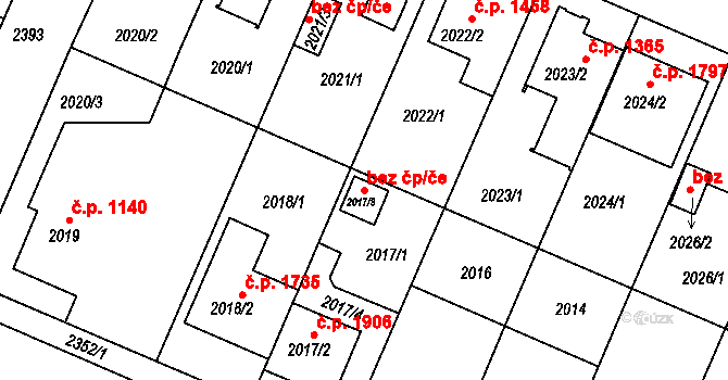 Teplice 45118167 na parcele st. 2017/3 v KÚ Teplice-Trnovany, Katastrální mapa