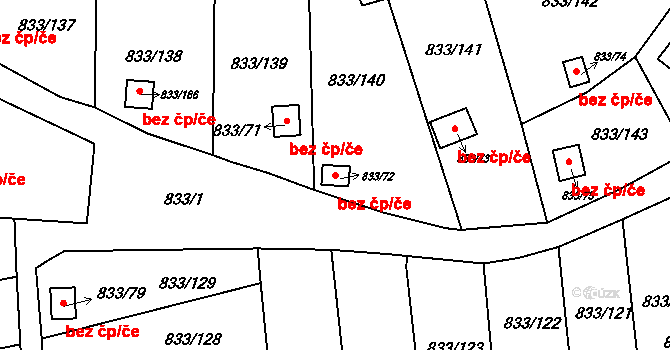 Teplice 48127167 na parcele st. 833/72 v KÚ Teplice-Řetenice, Katastrální mapa