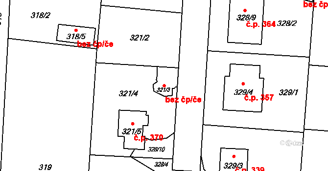 Opava 48625167 na parcele st. 321/3 v KÚ Komárov u Opavy, Katastrální mapa