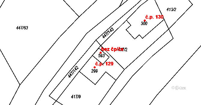 Nižbor 50470167 na parcele st. 593 v KÚ Nižbor, Katastrální mapa