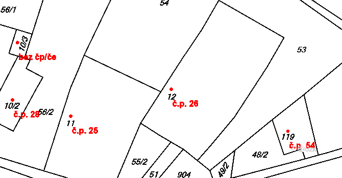 Holešovice 26, Chroustovice na parcele st. 12 v KÚ Holešovice u Chroustovic, Katastrální mapa