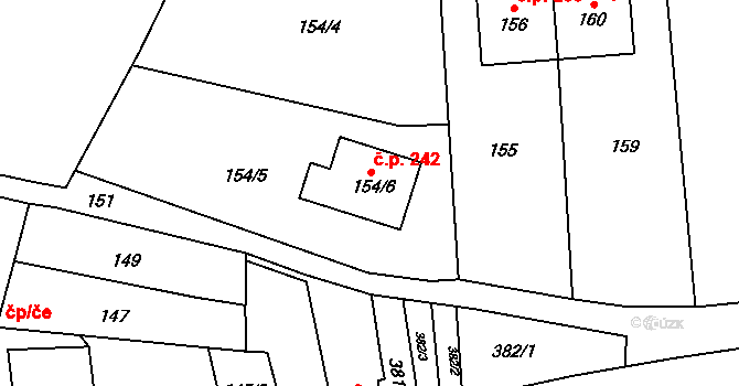 Přerov XII-Žeravice 242, Přerov na parcele st. 154/6 v KÚ Žeravice, Katastrální mapa