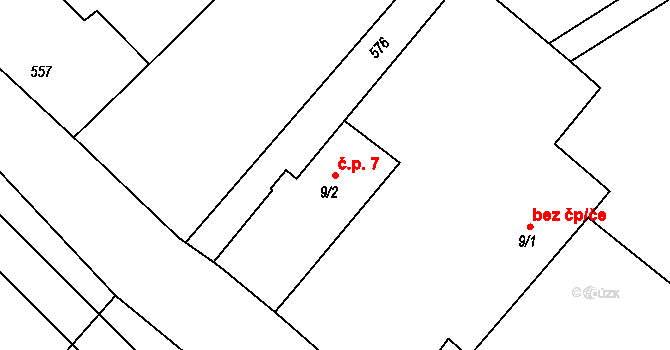 Velká Ves 7, Broumov na parcele st. 9/2 v KÚ Velká Ves u Broumova, Katastrální mapa