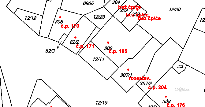 Brumovice 165 na parcele st. 306 v KÚ Brumovice, Katastrální mapa