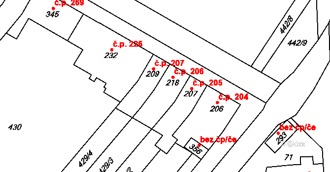 Přerov III-Lověšice 206, Přerov na parcele st. 218 v KÚ Lověšice u Přerova, Katastrální mapa