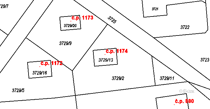 Horní Těrlicko 1174, Těrlicko na parcele st. 3729/13 v KÚ Horní Těrlicko, Katastrální mapa