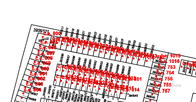 Jihlava 791 na parcele st. 3908/24 v KÚ Jihlava, Katastrální mapa