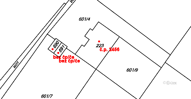 Šumperk 2456 na parcele st. 223 v KÚ Dolní Temenice, Katastrální mapa