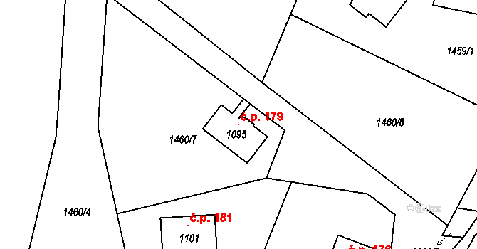 Skalice u České Lípy 179 na parcele st. 1095 v KÚ Skalice u České Lípy, Katastrální mapa