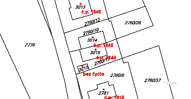 Kraslice 1844 na parcele st. 3015 v KÚ Kraslice, Katastrální mapa