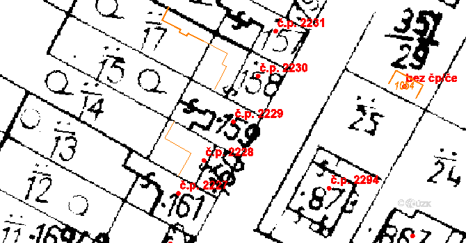 Podlusky 2229, Roudnice nad Labem na parcele st. 159 v KÚ Podlusky, Katastrální mapa