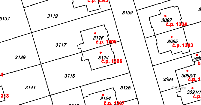 Královo Pole 1306, Brno na parcele st. 3114 v KÚ Královo Pole, Katastrální mapa