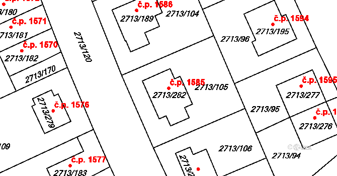Pelhřimov 1585 na parcele st. 2713/282 v KÚ Pelhřimov, Katastrální mapa