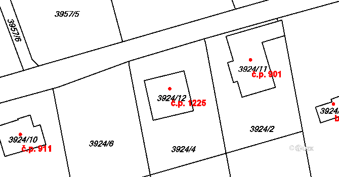Frýdlant 1225, Frýdlant nad Ostravicí na parcele st. 3924/12 v KÚ Frýdlant nad Ostravicí, Katastrální mapa