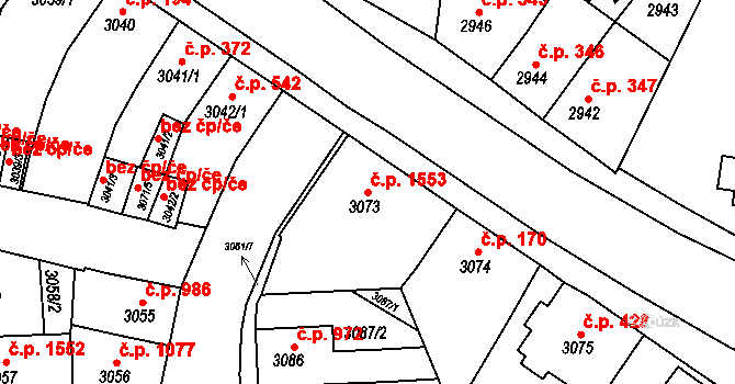 Sokolov 1553 na parcele st. 3073 v KÚ Sokolov, Katastrální mapa