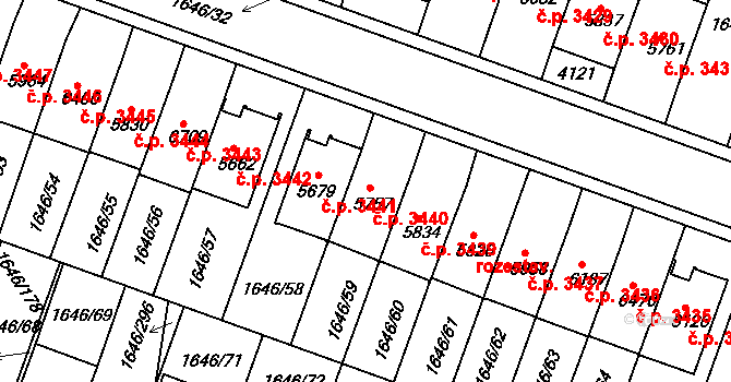 Havlíčkův Brod 3440 na parcele st. 5757 v KÚ Havlíčkův Brod, Katastrální mapa
