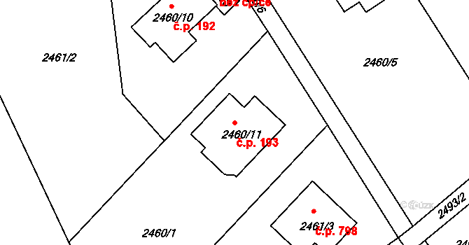 Semily 193 na parcele st. 2460/11 v KÚ Semily, Katastrální mapa