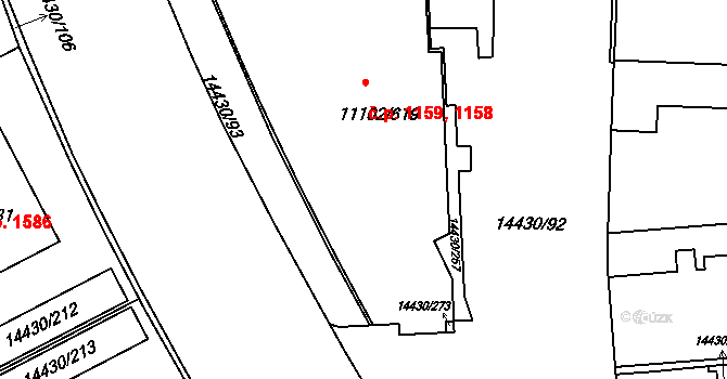 Severní Předměstí 1159, Plzeň na parcele st. 11102/618 v KÚ Plzeň, Katastrální mapa