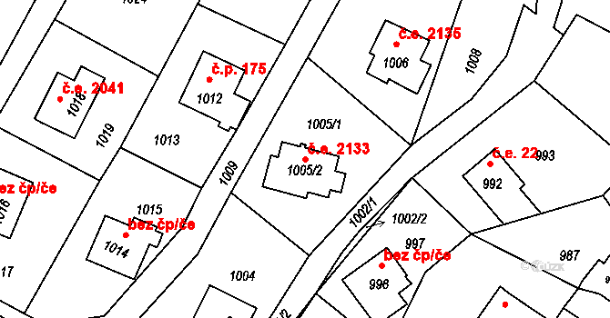 Dolní Těrlicko 2133, Těrlicko na parcele st. 1005/2 v KÚ Dolní Těrlicko, Katastrální mapa
