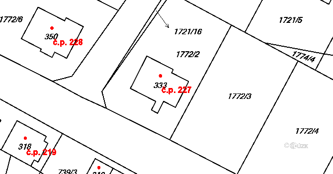 Rudíkov 227 na parcele st. 333 v KÚ Rudíkov, Katastrální mapa