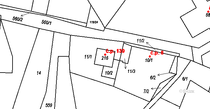 Lipnice 139, Dvůr Králové nad Labem na parcele st. 216 v KÚ Lipnice u Dvora Králové, Katastrální mapa