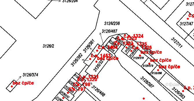 Pelhřimov 1454 na parcele st. 3126/361 v KÚ Pelhřimov, Katastrální mapa