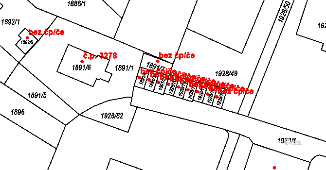 Teplice 39162168 na parcele st. 1891/2 v KÚ Teplice, Katastrální mapa