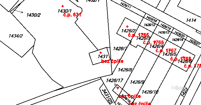 Bruntál 40191168 na parcele st. 1431 v KÚ Bruntál-město, Katastrální mapa