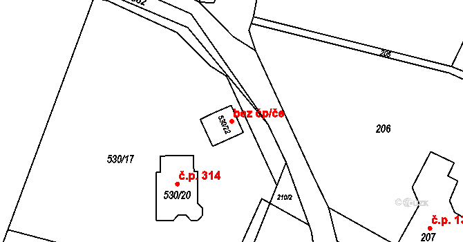 Děčín 43437168 na parcele st. 530/22 v KÚ Chrochvice, Katastrální mapa