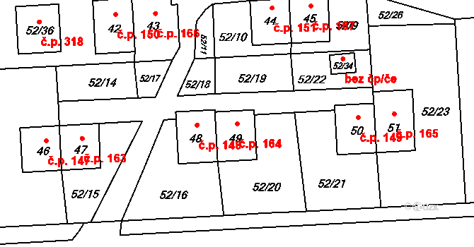 Chuchelná 164 na parcele st. 49 v KÚ Chuchelná, Katastrální mapa