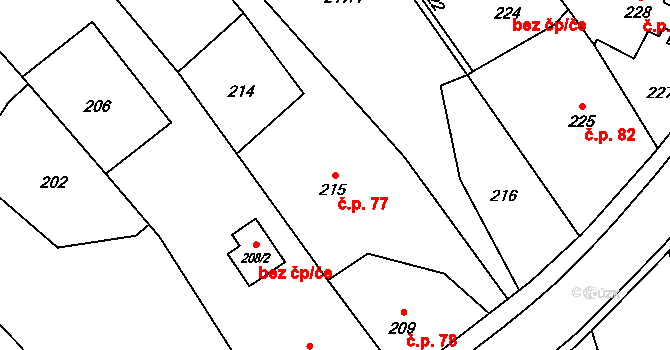 Darkovičky 77, Hlučín na parcele st. 215 v KÚ Darkovičky, Katastrální mapa