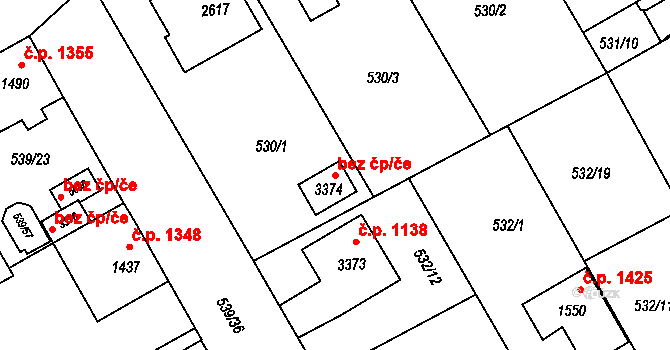Šumperk 48512168 na parcele st. 3374 v KÚ Šumperk, Katastrální mapa