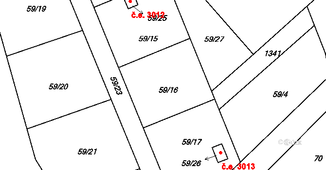 Božkov 3162, Plzeň na parcele st. 59/32 v KÚ Božkov, Katastrální mapa