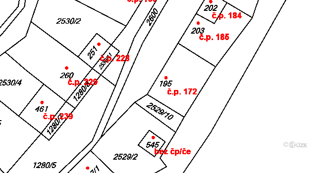 Mrákotín 172 na parcele st. 195 v KÚ Mrákotín u Telče, Katastrální mapa