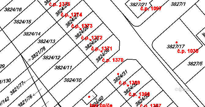 Chotěboř 1370 na parcele st. 3824/30 v KÚ Chotěboř, Katastrální mapa