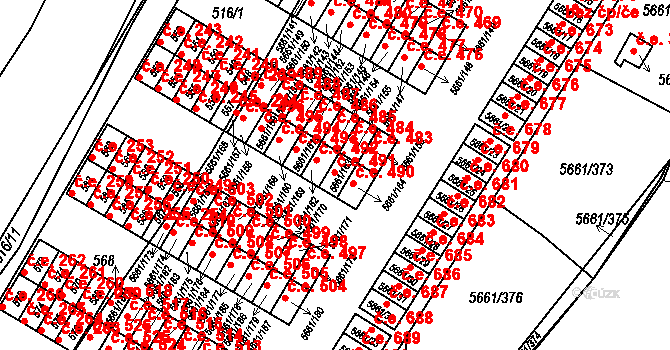 Jihlava 491 na parcele st. 5661/163 v KÚ Jihlava, Katastrální mapa