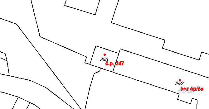 Raškovice 247 na parcele st. 253 v KÚ Raškovice, Katastrální mapa